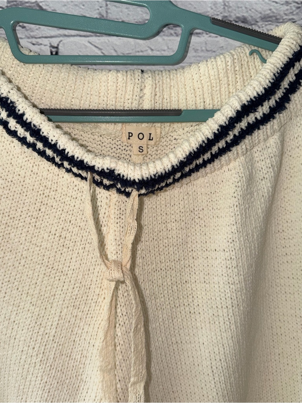 POL Cream & Navy Chenille Floral Embroidered Lounge Set Size Small - Picture 4 of 7